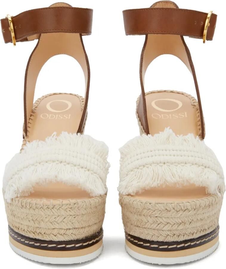 ODISSI Lily espadrilles met sleehak Bruin - Foto 2