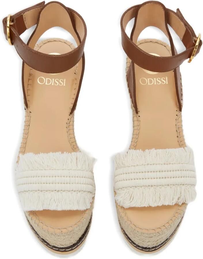 ODISSI Lily espadrilles met sleehak Bruin - Foto 4