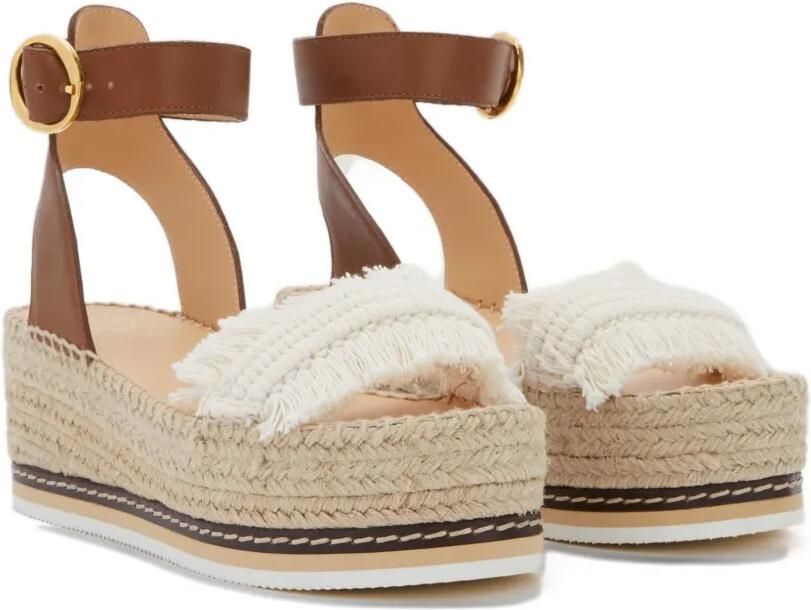 ODISSI Lily espadrilles met sleehak Bruin - Foto 5