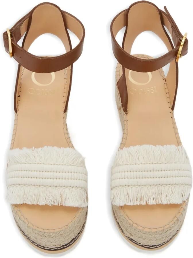 ODISSI Lily espadrilles met sleehak Bruin - Foto 4