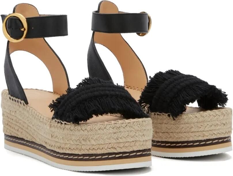 ODISSI Lily espadrilles met sleehak Zwart - Foto 5