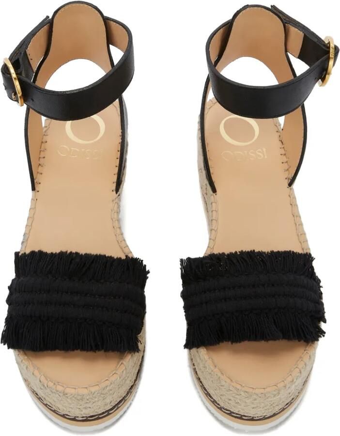 ODISSI Lily espadrilles met sleehak Zwart - Foto 4