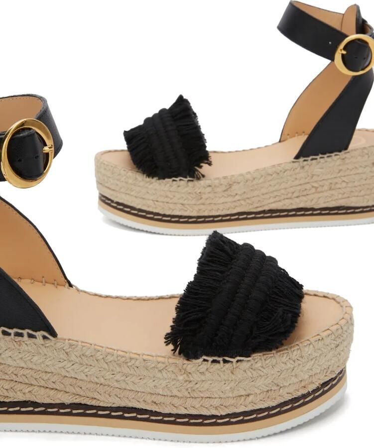 ODISSI Lily espadrilles met sleehak Zwart - Foto 2