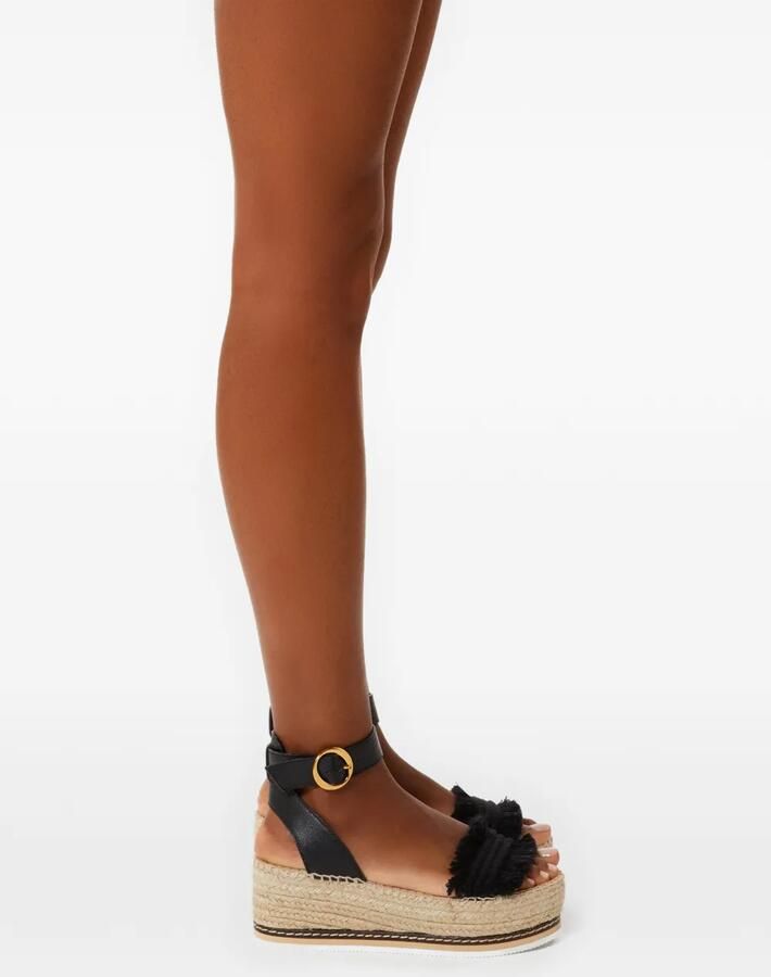 ODISSI Lily espadrilles met sleehak Zwart - Foto 3