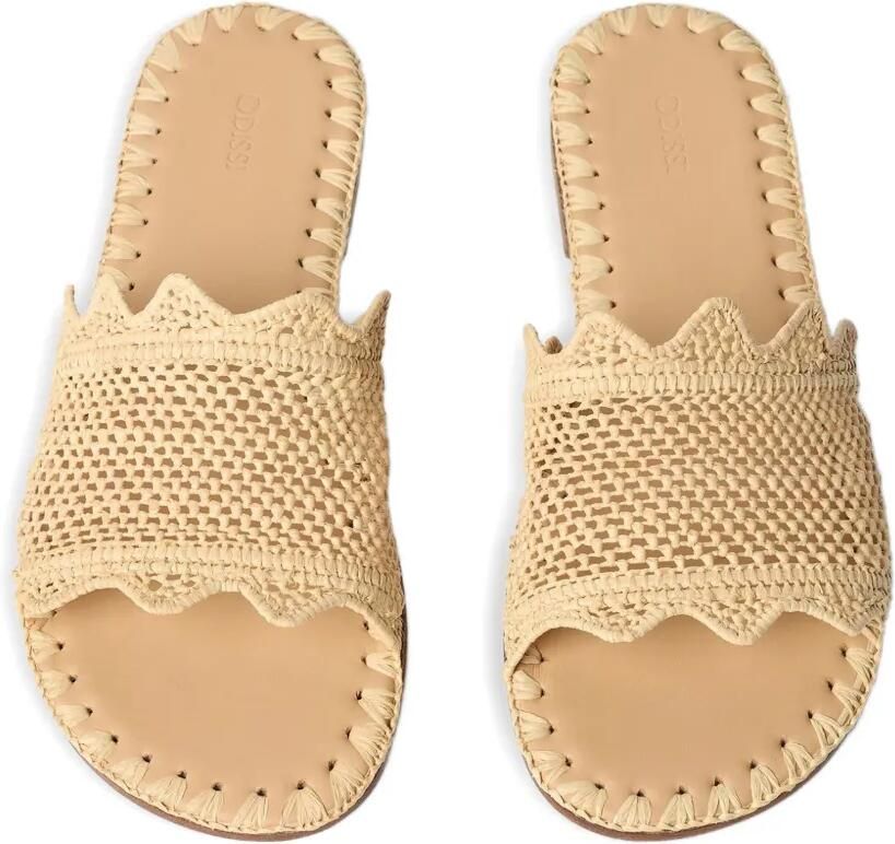 ODISSI Lucia gewelfde raffia ballerina's Beige - Foto 3