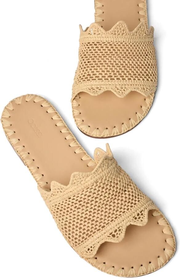 ODISSI Lucia gewelfde raffia ballerina's Beige - Foto 4