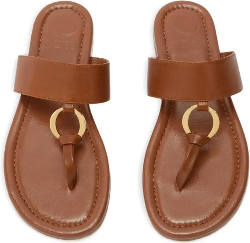 ODISSI Olivia leren sandalen met ringdetail Bruin - Foto 4
