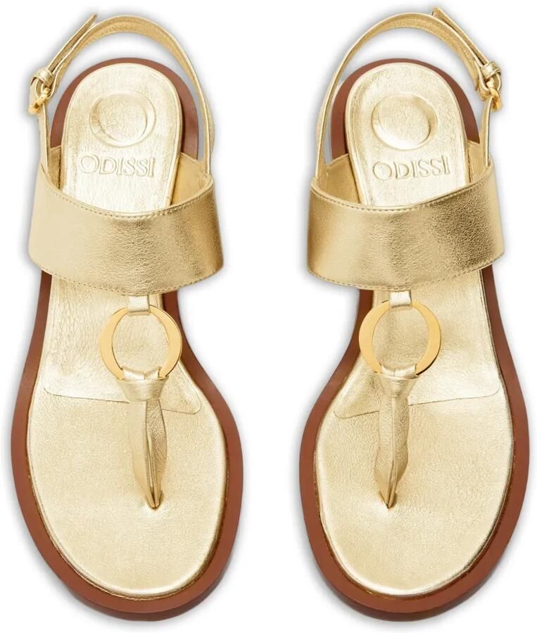 ODISSI Olivia Mid leren sandalen met ringdetail Goud - Foto 3