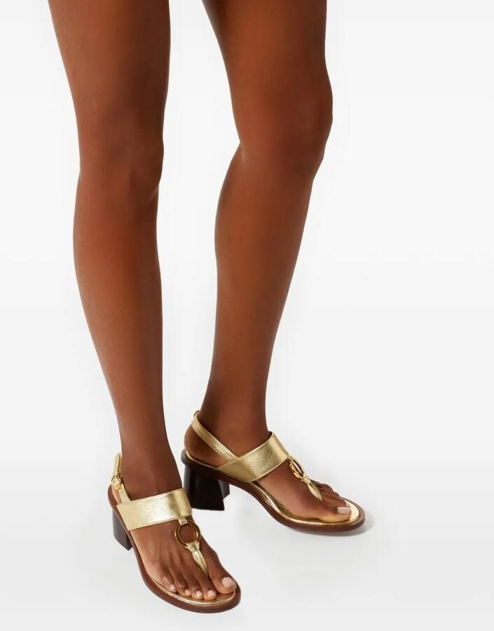 ODISSI Olivia Mid leren sandalen met ringdetail Goud - Foto 4
