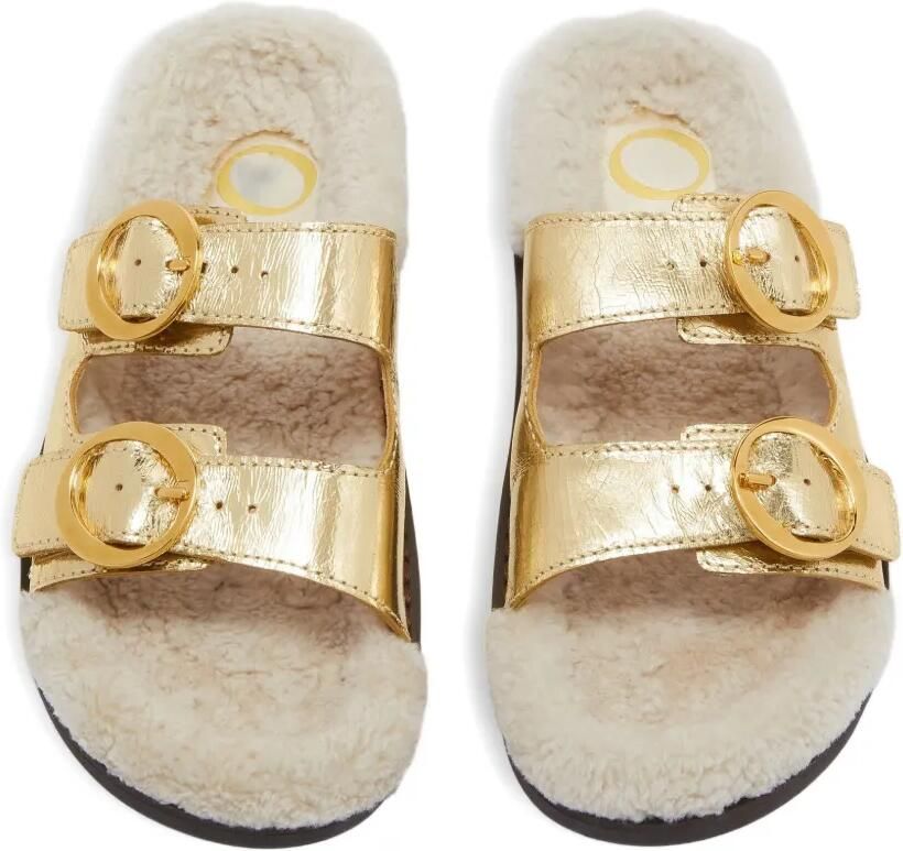 ODISSI Yuki leren sandalen met gesp Goud - Foto 3