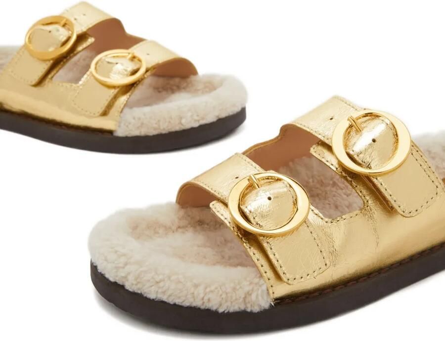 ODISSI Yuki leren sandalen met gesp Goud - Foto 4