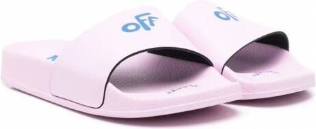 Off-White Kids Badslippers met logoprint Roze