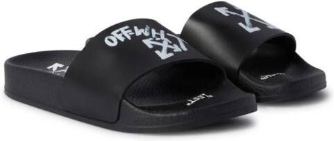 Off-White Kids Slippers met pijlprint Zwart