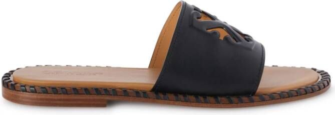 Off-White Leren slippers Zwart