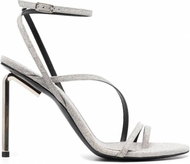 Off-White Allen leren sandalen Zilver