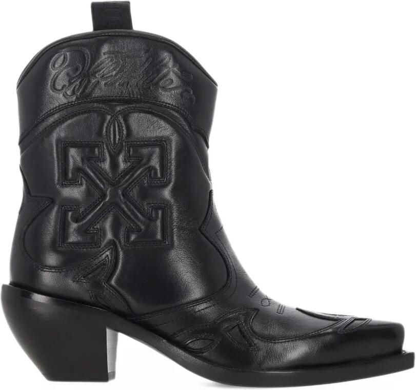 Off-White Leren laarzen met geborduurd Arrows-patroon Zwart