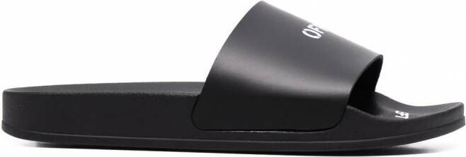 Off-White Badslippers met logoprint Zwart