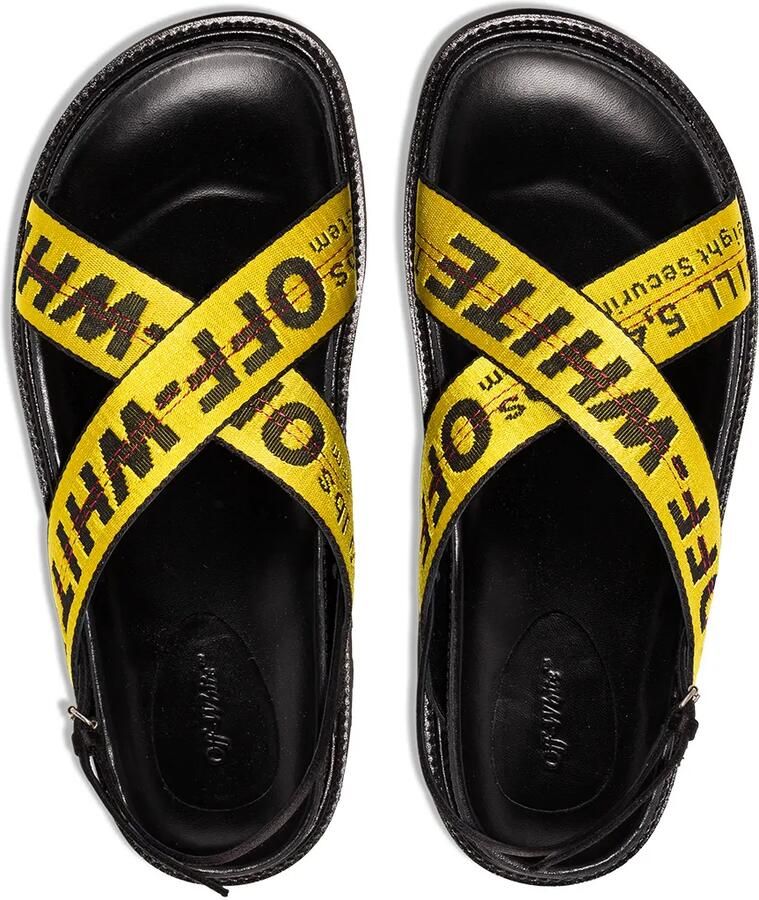 Off-White Black Industrial Belt Leather Sandals Geel - Foto 2