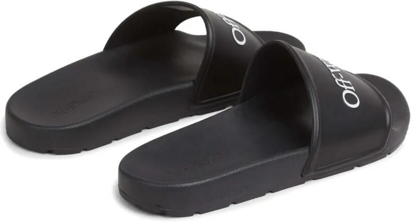 Off-White Bookish slippers met logo Zwart