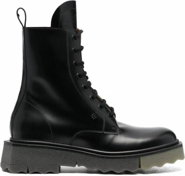 Off-White Combat boots met spons-zool Zwart