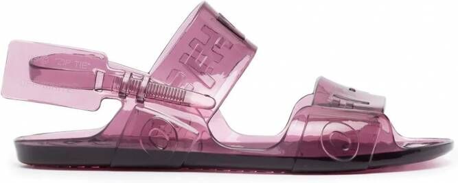 Off-White Slingback sandalen met logo-reliëf Paars
