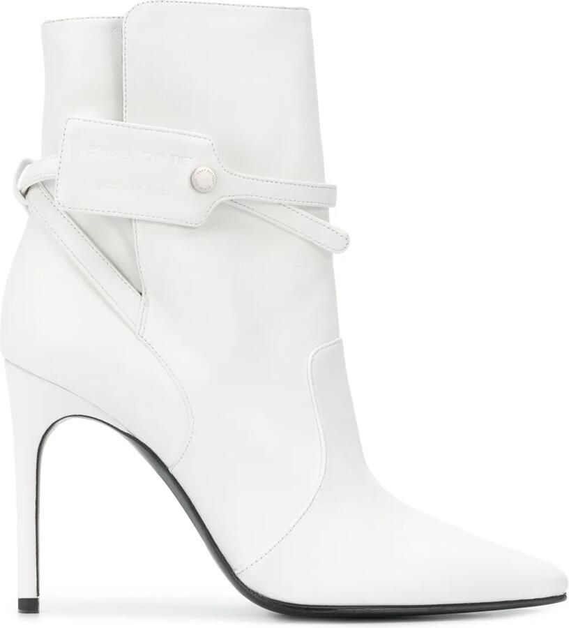Off-White Enkellaarzen met veiligheidslabel Wit