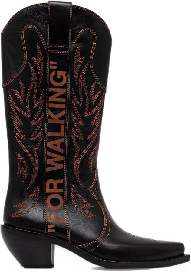 Off-White For Walking embroidered cowboy boots Zwart