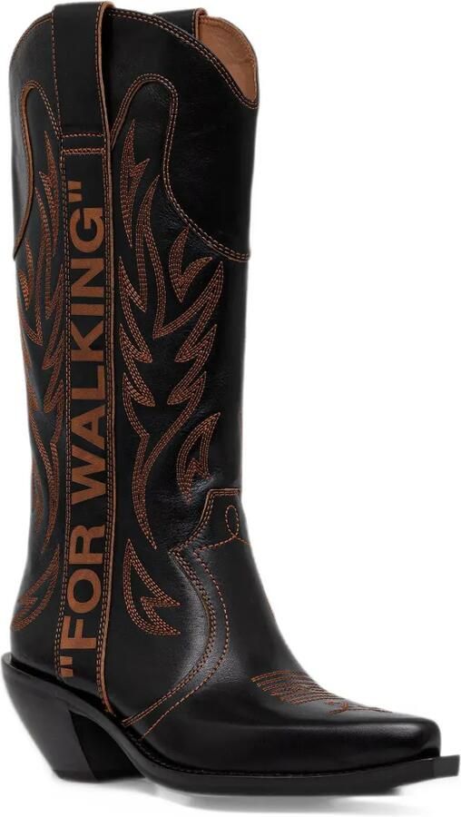 Off-White For Walking embroidered cowboy boots Zwart - Foto 3