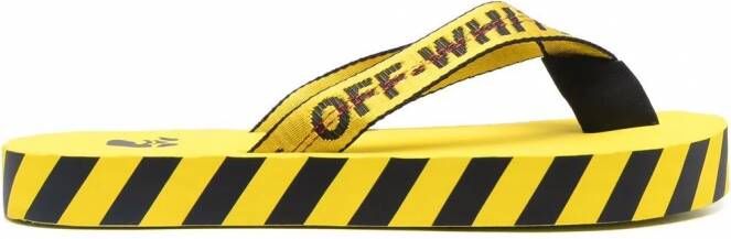 Off-White Industrial teenslippers met diagonale streep Geel