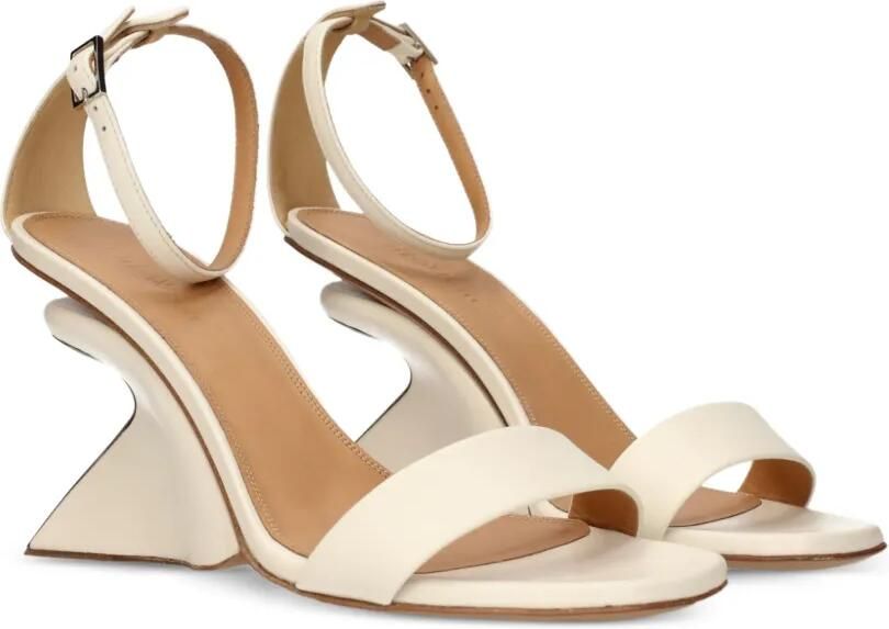 Off-White Jug leren sandalen met bewerkte hak Beige