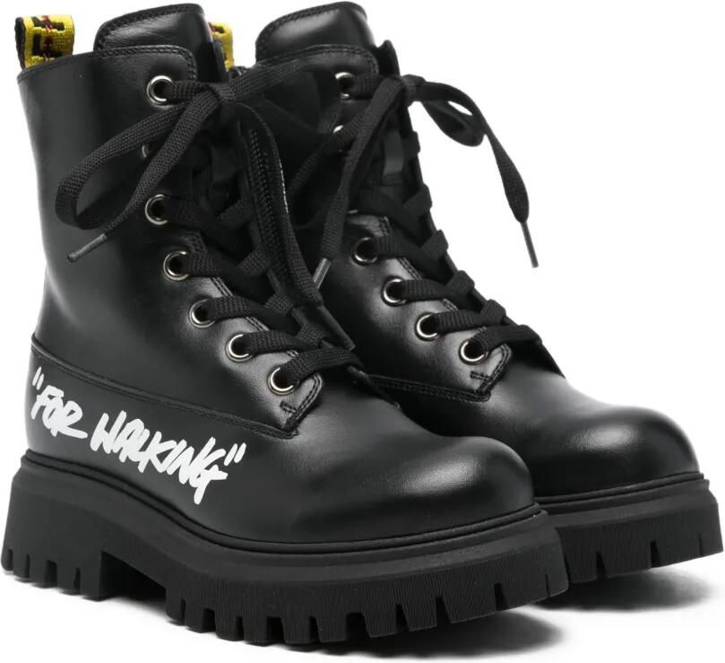 Off-White Kids For Walking combat boots Zwart