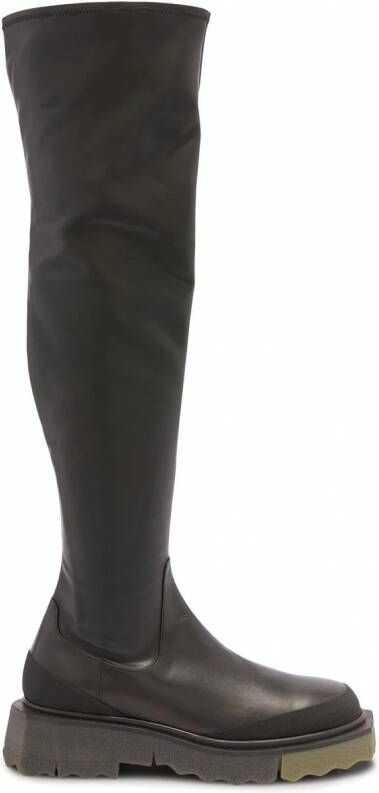 Off-White Leren knielaarzen Zwart