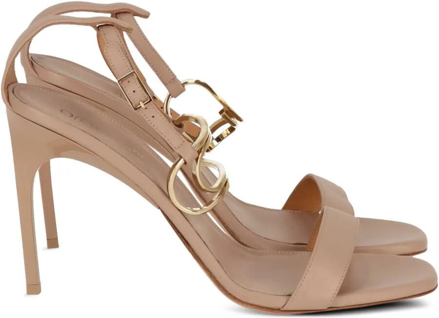 Off-White Leren sandalen met detail Beige