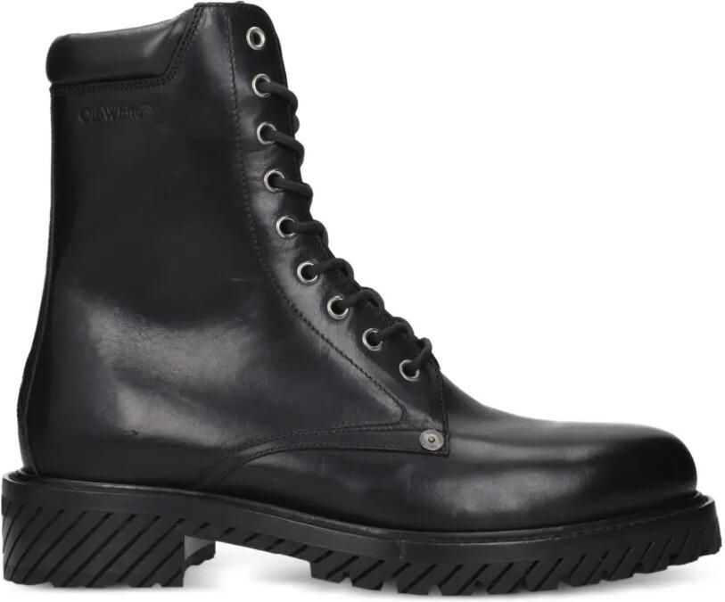 Off-White Leren veterlaarzen Zwart