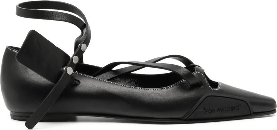 Off-White Sandalen met bandje en puntige neus Zwart