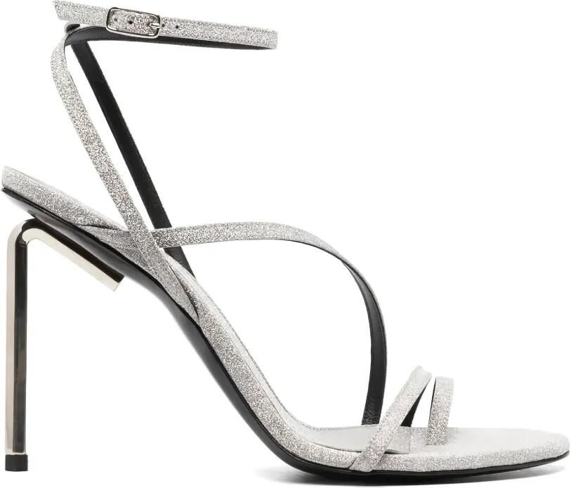 Off-White Sandalen met glitter en hak Zilver