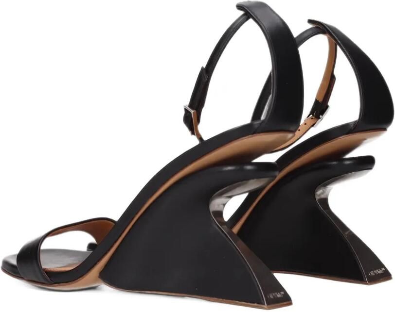 Off-White Leren sandalen met sculpturale hak Zwart - Foto 4