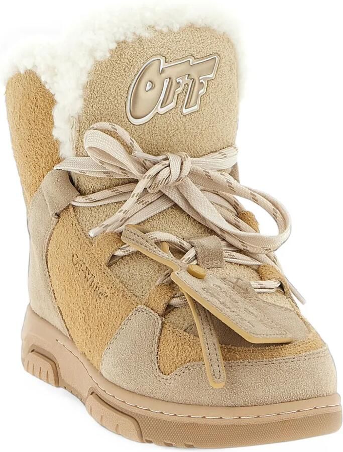 Off-White shearling-trim panelled ankle boots Beige - Foto 2