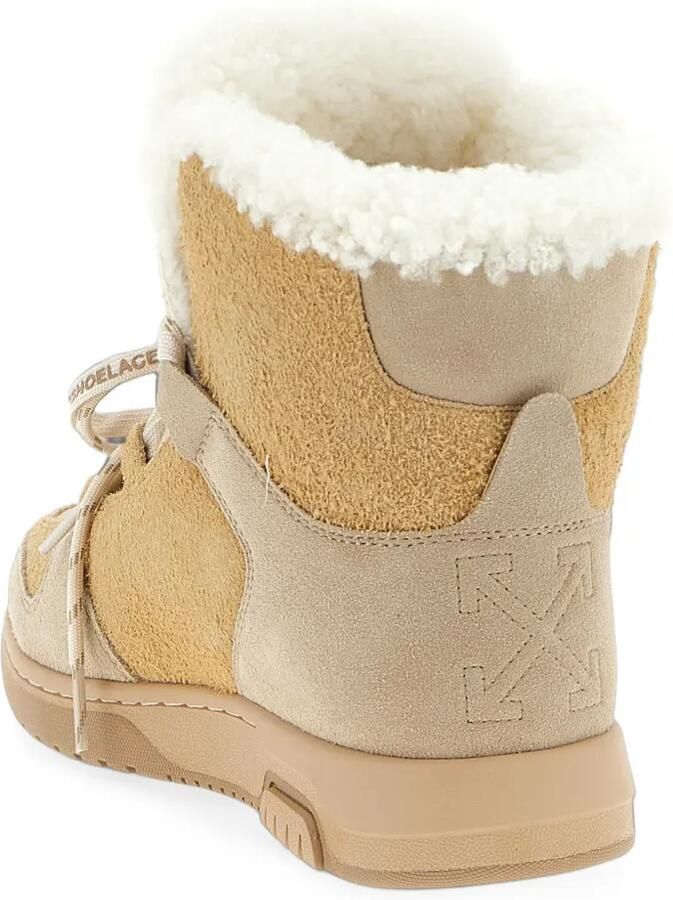 Off-White shearling-trim panelled ankle boots Beige - Foto 3