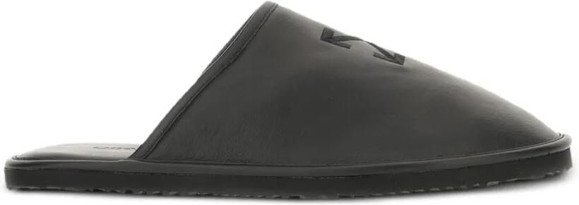 Off-White Slippers met logo Zwart