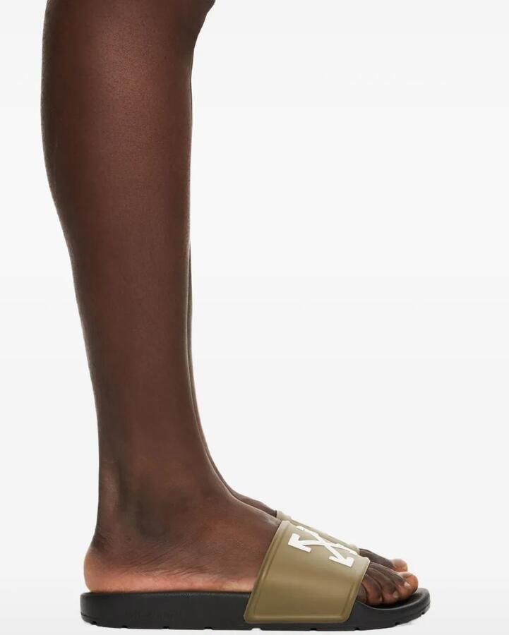 Off-White Slippers met logodetail Groen