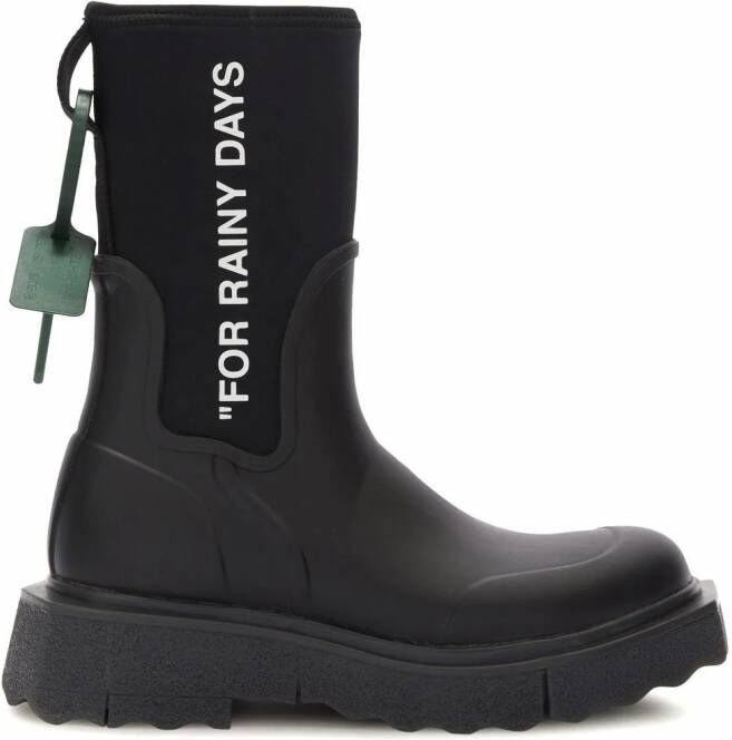 Off-White Regenlaarzen met logoprint Zwart
