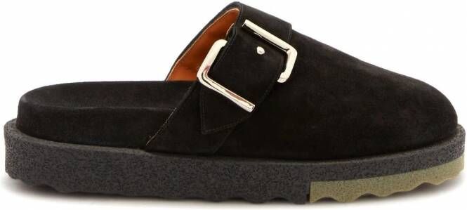 Off-White Suède slippers Zwart
