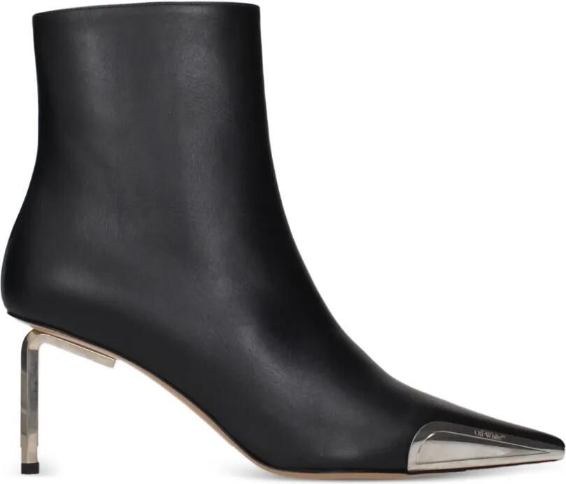 Off-White Stiletto enkellaarzen met metalen neus Zwart