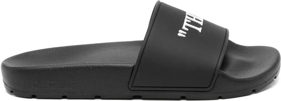 Off-White Teenslippers met grafische print Zwart