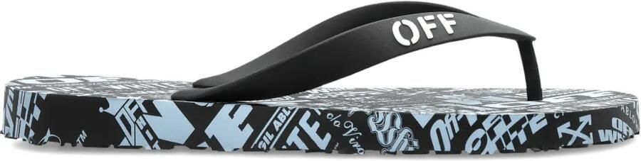 Off-White Teenslippers met logoprint Zwart