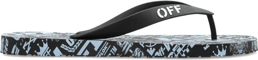 Off-White Teenslippers met logoprint Zwart