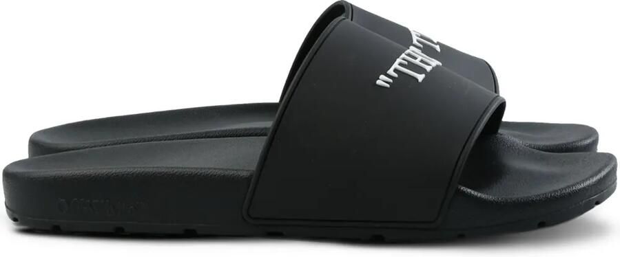 Off-White text-embellished slides Zwart