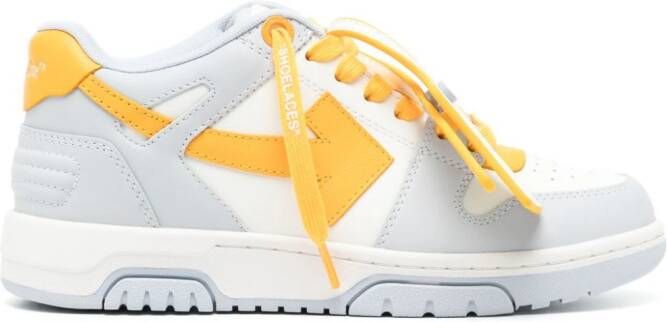 Off-White Out Of Office leren sneakers 4018 LIGHT BLUE YELLOW