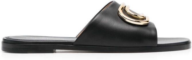 Off White Off-White Zwarte Leren Slippers - Foto 3